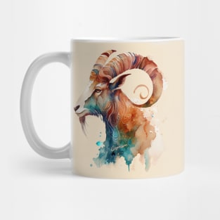 Zodiac Sign CAPRICORN - Watercolour Illustration of Capricorn Mug